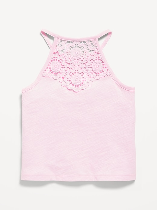 Image number 3 showing, Crochet Back Halter Tank Top for Girls
