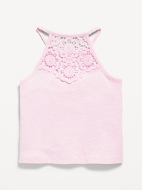 Image number 3 showing, Crochet Back Halter Tank Top for Girls