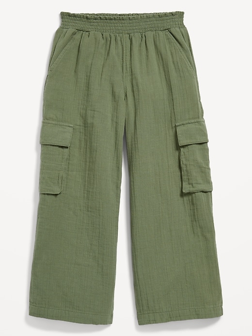 Image number 4 showing, Double-Weave Wide-Leg Cargo Pants for Girls