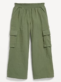 Image number 4 showing, Double-Weave Wide-Leg Cargo Pants for Girls