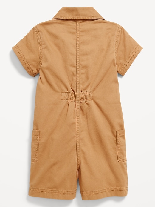 Image number 2 showing, Printed Short-Sleeve Utility Twill Romper for Toddler Girls