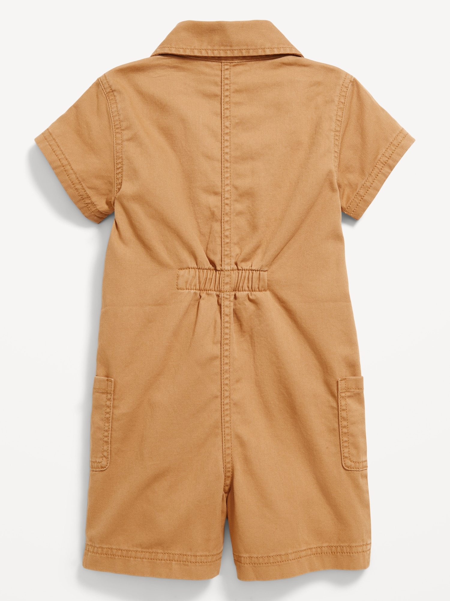 Printed Short-Sleeve Utility Twill Romper for Toddler Girls