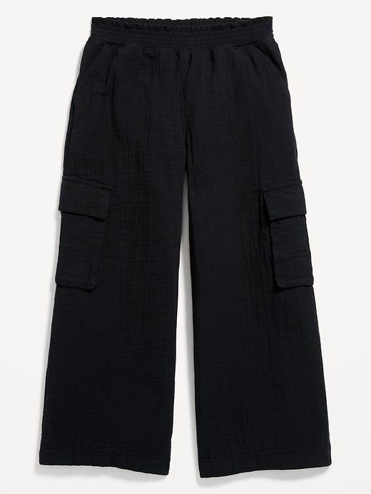 Image number 1 showing, Double-Weave Wide-Leg Cargo Pants for Girls