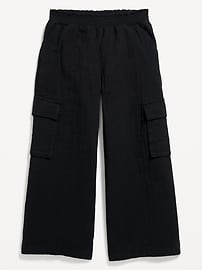 Image number 1 showing, Double-Weave Wide-Leg Cargo Pants for Girls