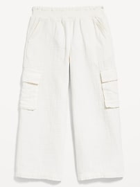 Image number 4 showing, Double-Weave Wide-Leg Cargo Pants for Girls