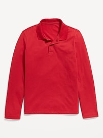 Image number 1 showing, School Uniform Long-Sleeve Polo Shirt for Boys