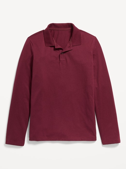Image number 1 showing, School Uniform Long-Sleeve Polo Shirt for Boys