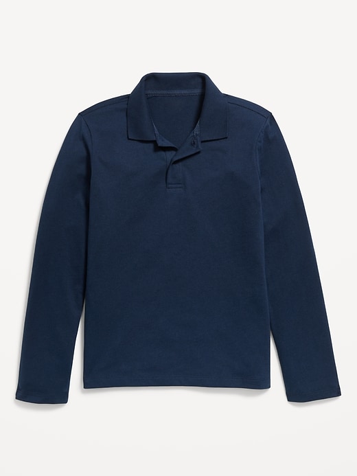 Image number 1 showing, School Uniform Long-Sleeve Polo Shirt for Boys