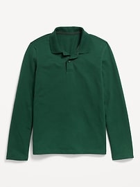 Image number 1 showing, School Uniform Long-Sleeve Polo Shirt for Boys