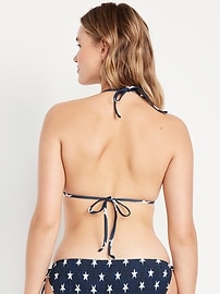 Textured Triangle String Bikini Swim Top