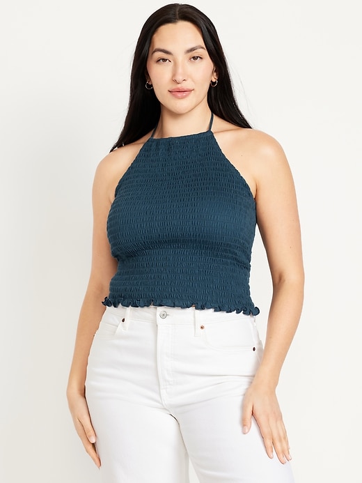 Image number 5 showing, Sleeveless Smocked Crop Top