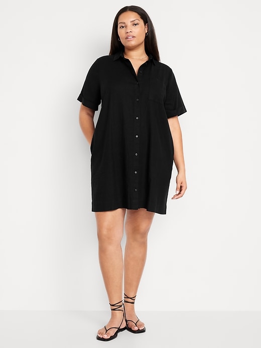 Image number 7 showing, Linen-Blend Shirt Dress