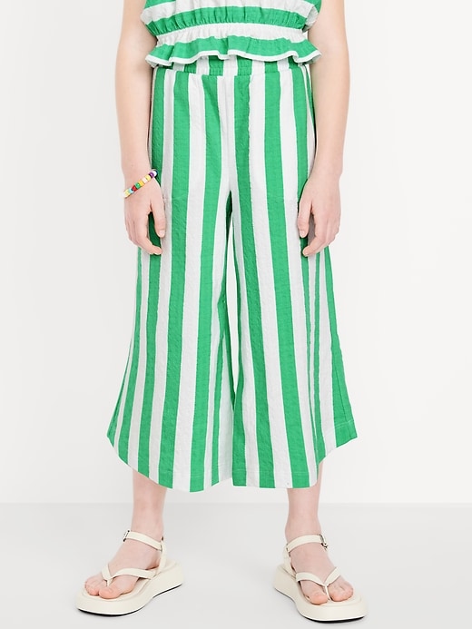 Image number 1 showing, High-Waisted Pucker Wide-Leg Pants for Girls