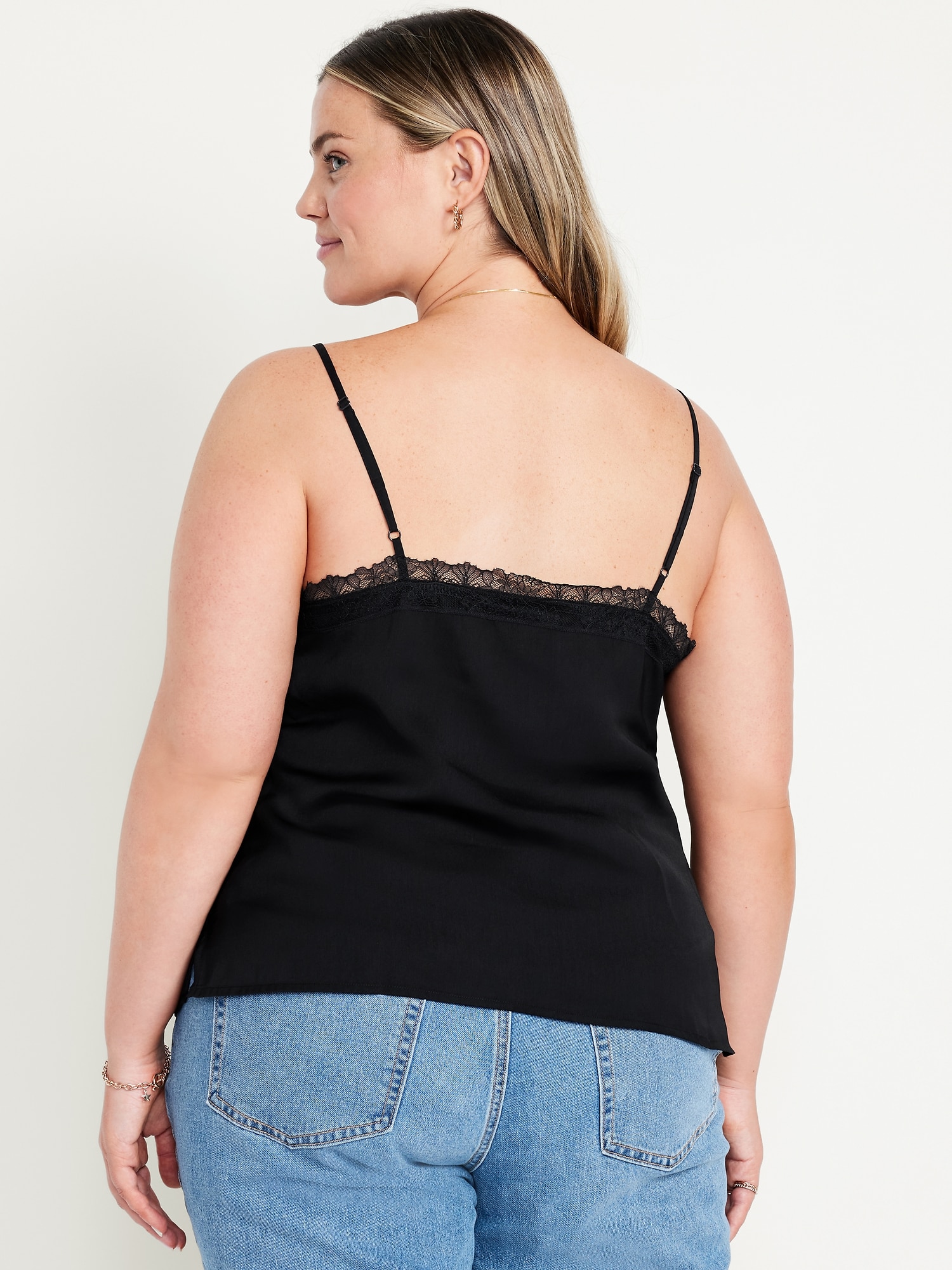 Lace-Trim Satin Cami Top