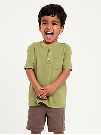 Image number 1 showing, Short-Sleeve Henley Pocket T-Shirt for Toddler Boys