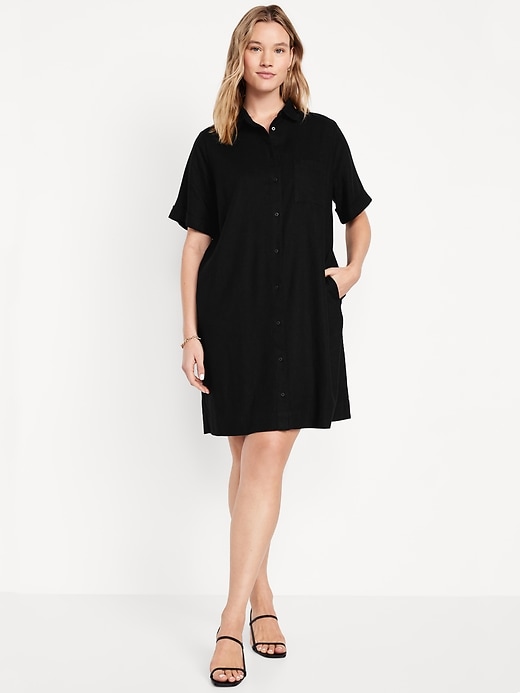 Image number 5 showing, Linen-Blend Shirt Dress