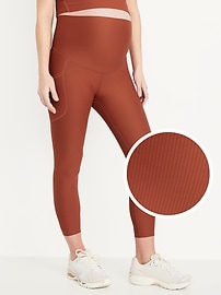 Image number 1 showing, Maternity Full Panel PowerSoft 7/8 Rib Leggings