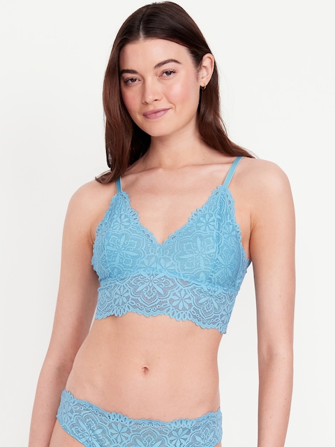 Lace Longline Bralette - Cool Rain