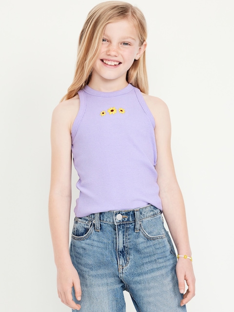 Fitted Ribbed Tank Top for Girls - Lavender Haven