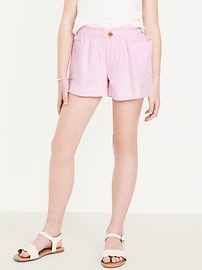 Image number 1 showing, Loose Double-Weave Utility Shorts for Girls