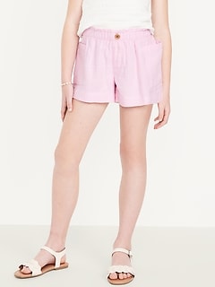 Loose Double-Weave Utility Shorts for Girls