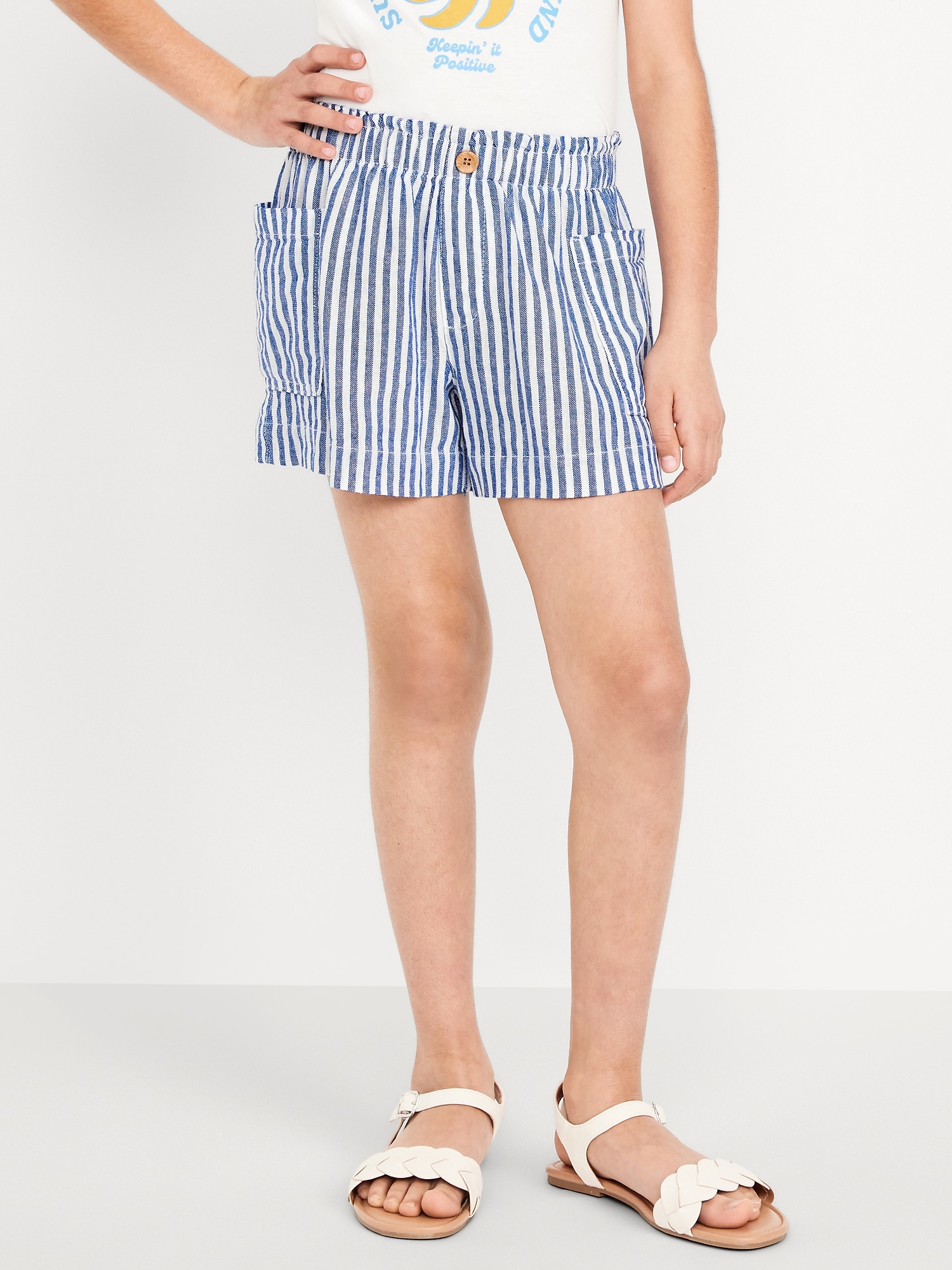 Printed Linen-Blend Utility Shorts for Girls