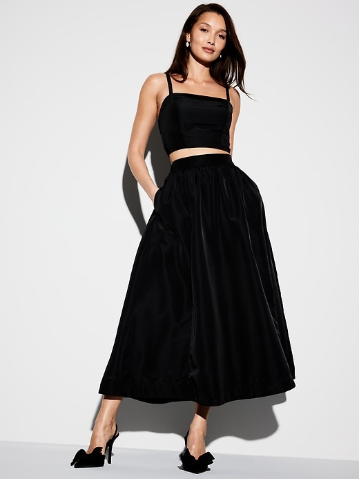 blue dress for baby girl Black Satin Maxi Skirt main image 1