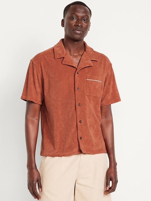 Image number 1 showing, Short-Sleeve Cropped Terry Shirt