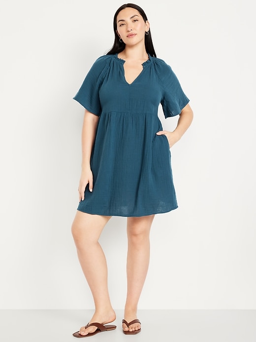Split-Neck Crinkle Gauze Mini Swing Dress | Old Navy Split-Neck Crinkle Gauze Mini Swing Dress | Old Navy
