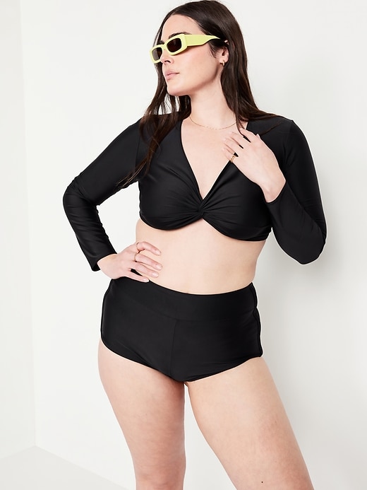 Image number 3 showing, Twist-Front Matte Rashguard Swim Top