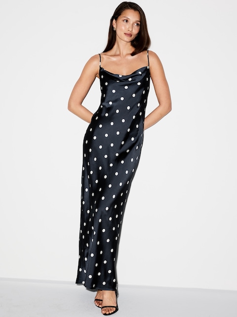 The Occasion by Old Navy Satin Cowl Maxi Dress - Navy Dots