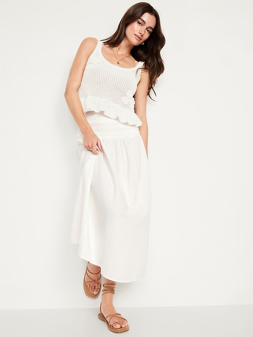 Image number 3 showing, High-Waisted Crinkle Gauze Smocked Maxi Skirt