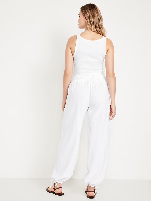 Image number 7 showing, Mid-Rise Linen-Blend Harem Pants