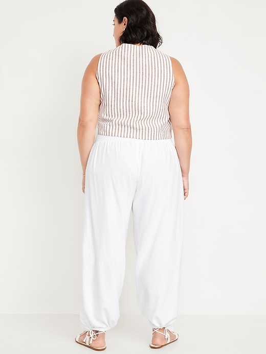 Image number 9 showing, Mid-Rise Linen-Blend Harem Pants