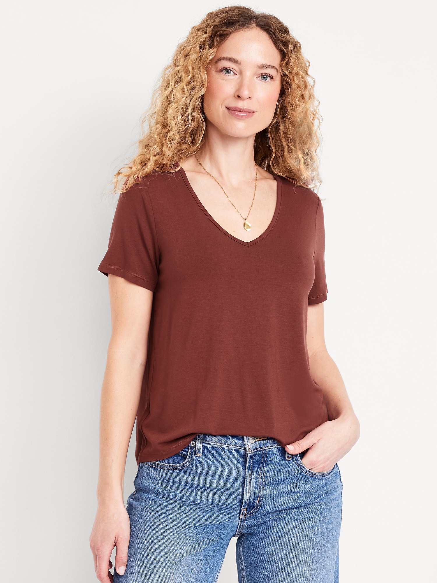 Luxe V-Neck Striped T-Shirt