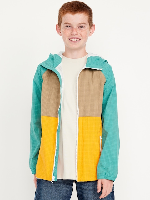 Water-Resistant Ripstop Color-Block Jacket for Boys - Cool Colorblock