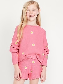 Image number 1 showing, Sweater-Knit Embroidered Shorts for Girls