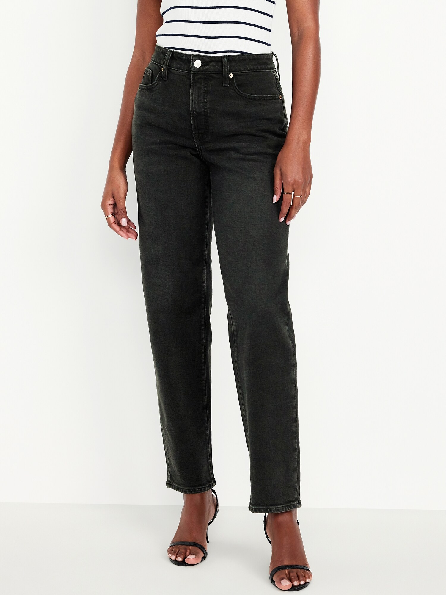Женские джинсы Old Navy Curvy High-Waisted OG Loose, цвет: Чёрный варёный — фото 2