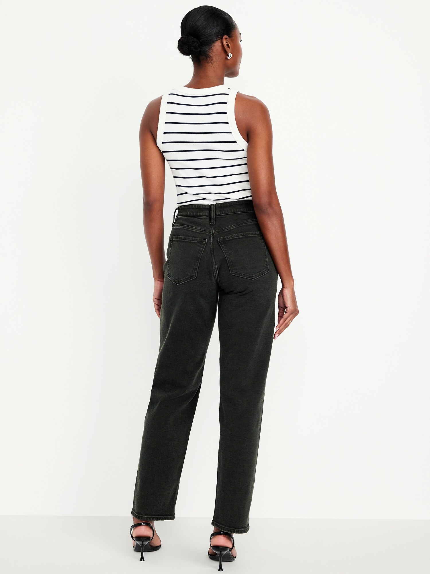 Женские джинсы Old Navy Curvy High-Waisted OG Loose, цвет: Чёрный варёный — фото 3