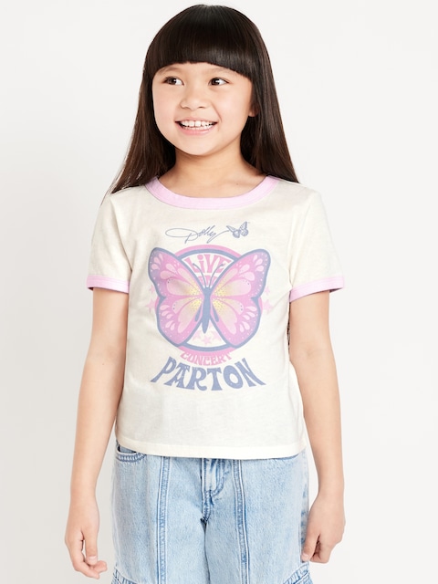 Dolly Parton™ Ringer Graphic T-Shirt for Girls - Sea Salt