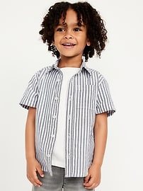 Image number 1 showing, Printed Short-Sleeve Oxford Shirt for Toddler Boys