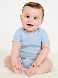 Image number 1 showing, Unisex Short-Sleeve Waffle-Knit Bodysuit for Baby