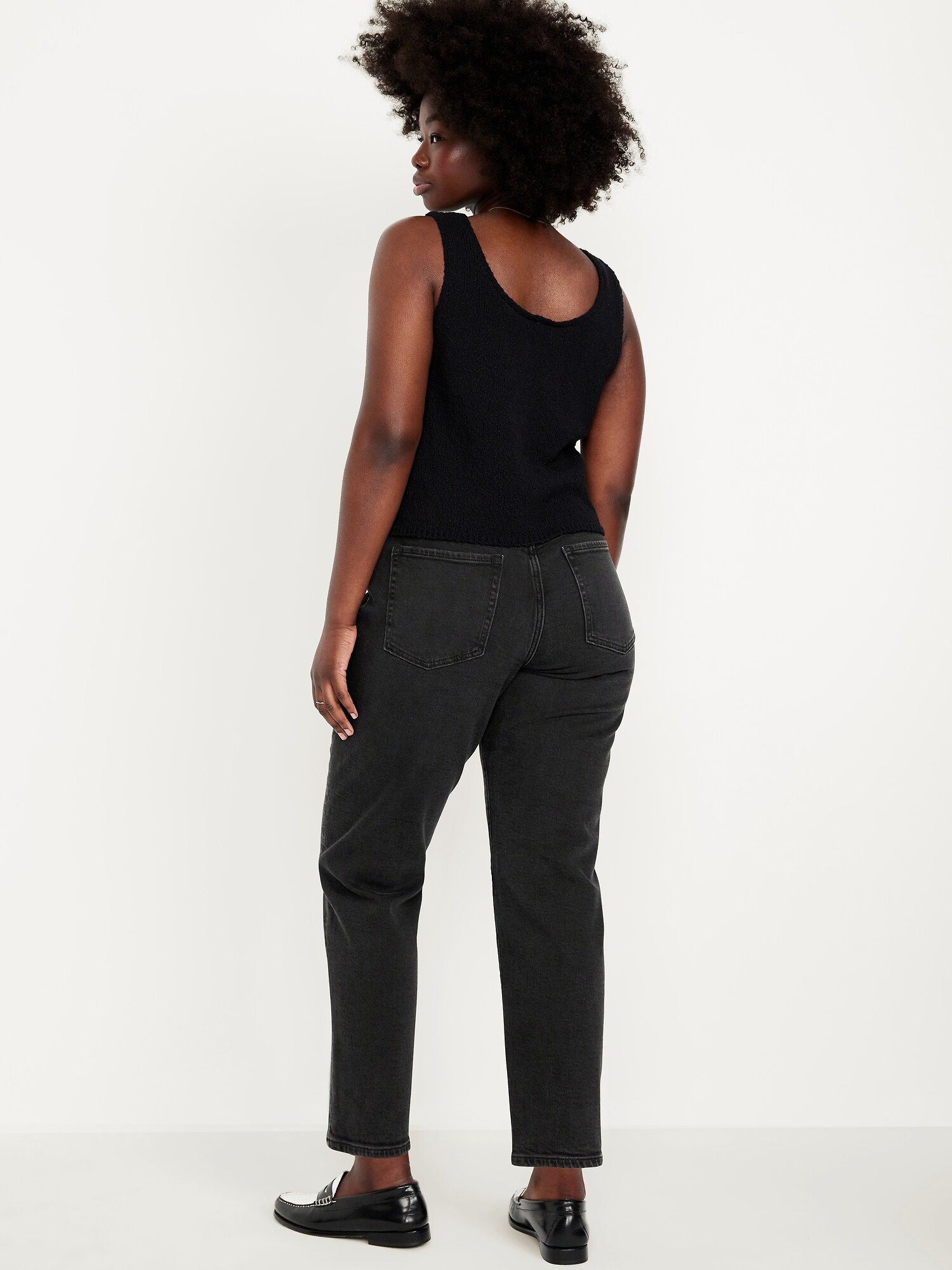 Женские джинсы Old Navy Curvy High-Waisted OG Loose, цвет: Чёрный варёный — фото 5