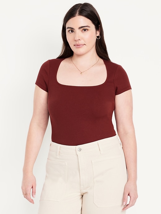Image number 4 showing, Ribbed Square-Neck T-Shirt