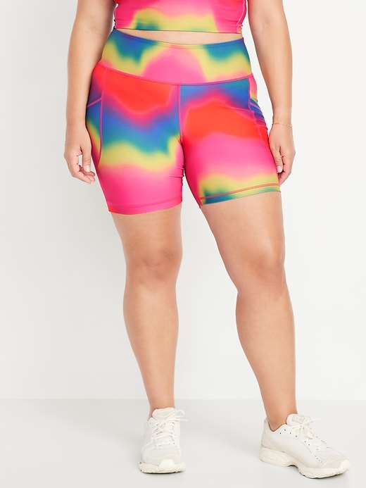 Image number 6 showing, High-Waisted PowerSoft Pocket Biker Shorts -- 6-inch inseam