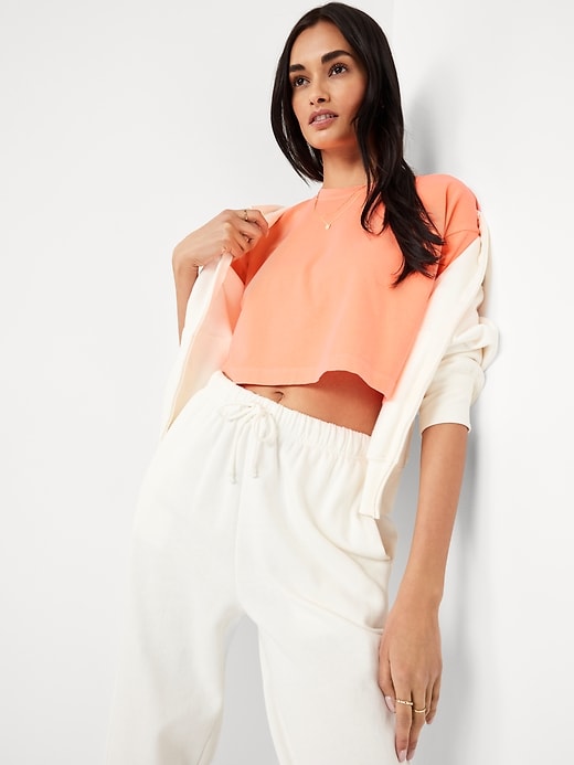 Image number 3 showing, Vintage Crew-Neck Oversized Crop T-Shirt
