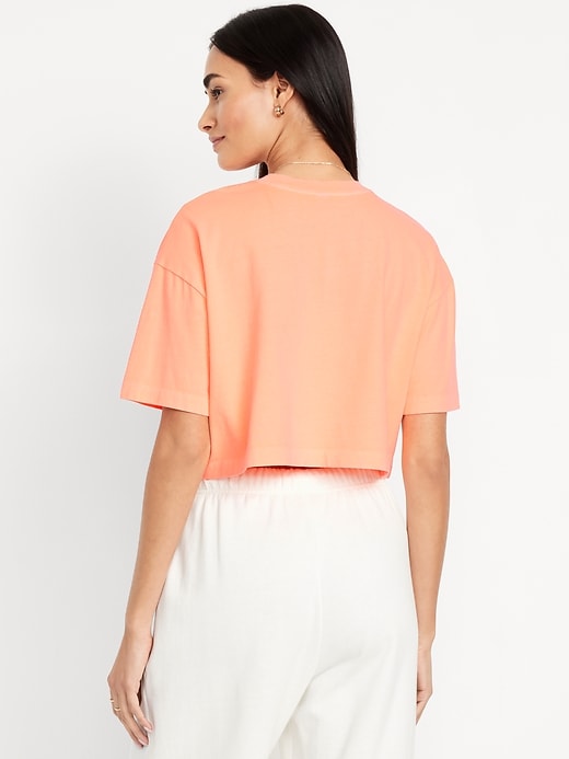 Image number 2 showing, Vintage Crew-Neck Oversized Crop T-Shirt