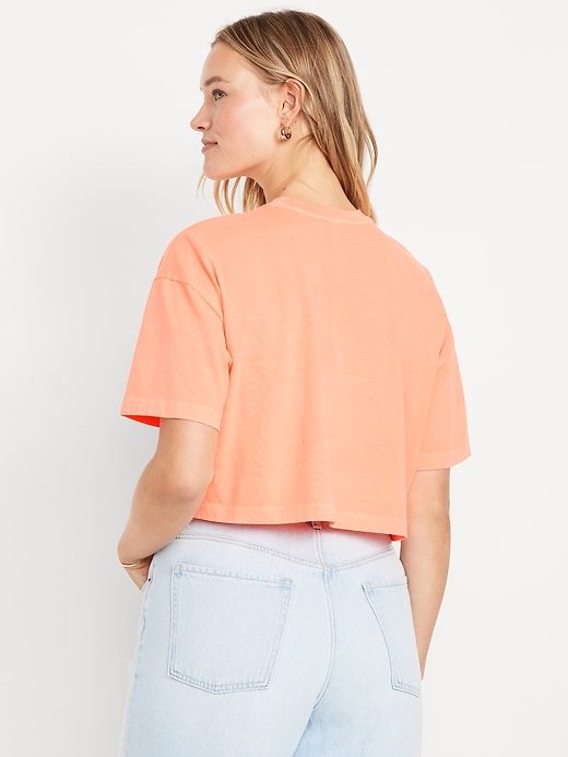 Image number 6 showing, Vintage Crew-Neck Oversized Crop T-Shirt