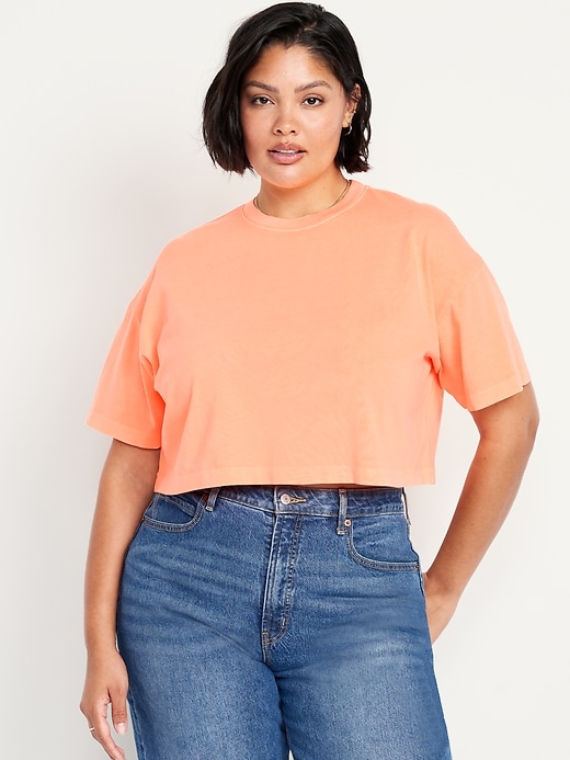 Image number 7 showing, Vintage Crew-Neck Oversized Crop T-Shirt