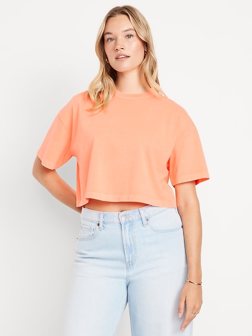 Image number 5 showing, Vintage Crew-Neck Oversized Crop T-Shirt